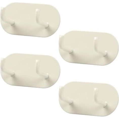 4-teiliges Set selbstklebender Wandhaken, Handtuchhalter aus Metall, Handtuchhalter ohne Bohren für Badezimmer, Schlafzimmer, Küche (Creme) (1/5)