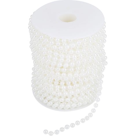 Rouleau de 25m de Perles en Fil Perlé 6mm Blanc pour Décoration DIY et Mariage (1/5)