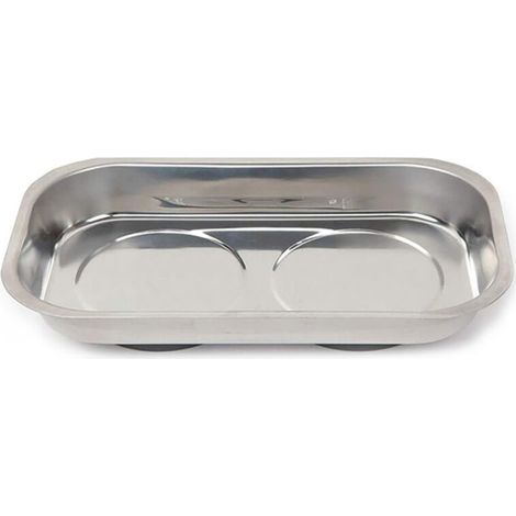 Plateau métallique magnétique rectangulaire 23,8x13,7x4cm en acier inoxydable couleur chrome (1/5)
