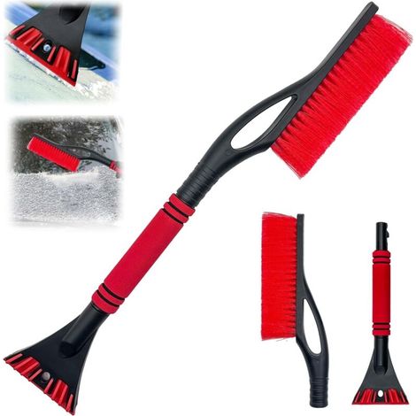 Brosse à Neige de Voiture,2 en 1 Brosse à Neige pour Voiture,Grattoir à Glace et Brosse à Neige,grattoir à Glace pour Voiture avec Balai,pour Voitures Pare Brise et Vitres de Voiture (rouge)