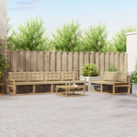 vidaXL Outdoor-Sofagarnitur 7 pcs Weiß und Beige (1/5)