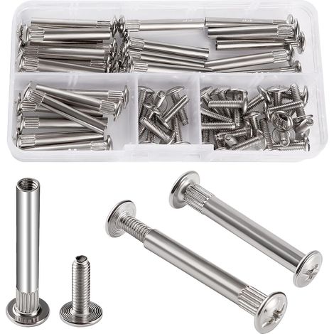 30 Pièces Φ5 Connecteur d'Armoire avec M4 Vis de Raccordement, Acier Nickelé pour Jonction Meuble, 36-45 mm (1/5)
