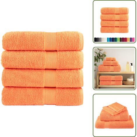 The Living Store Premium-Duschtücher SOLUND 4 Stk. Orange 70x140 cm 600 g/m² - Duschhandtuch (1/5)