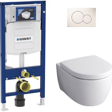 Pack bati support Geberit – WC suspendu Geberit Icon – Céramique blanche – Dimensions 355 x 330 x 530 mm – Abattant Duroplast
