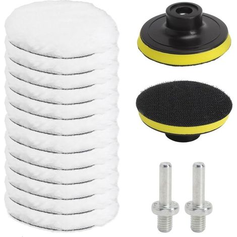 Jeu de 16 Accessoires de Polissage 80mm Comprenant des Disques de Polissage des Tampons de Polissage pour Perceuse et un Adaptateur de Perceuse M10 pour le Polissage le Meulage et le Cirage (1/5)