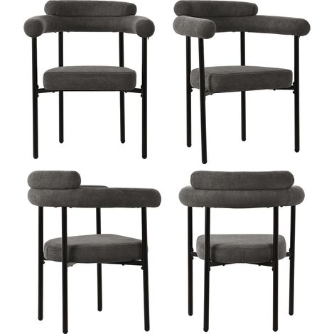 Lot de 4 chaises de salle à manger modernes et simples en tissu suédé gris foncé, sièges anneau confortables, pour salle à manger, salon et bureau, disponibles en plusieurs couleurs (1/5)