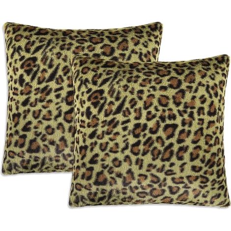 Cheetah Printed Cushion Covers, Fluffy Faux Fur Cushion, Leopard Pattern Cushion Cover, Plush Cushion Covers, (1/5)