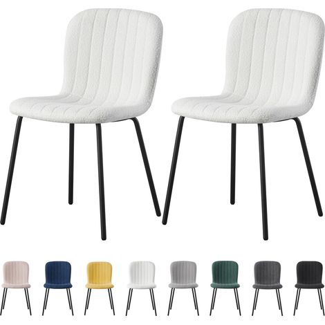 mcc direct Set of 2 Soft Fabric Dining Chairs with Upholstered Seat and Metal Legs for Dining Room, Living Room and Kitchen Room - New Bella BEIGE