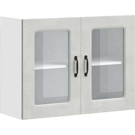 Armario de pared de cocina con amplio espacio de almacenamiento 80 x 31 x 60 cm madera de ingeniería gris hormigón 020050016 (1/5)