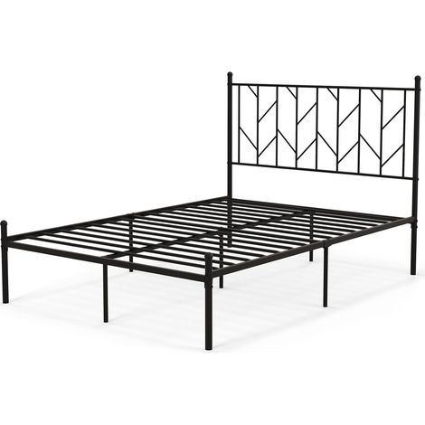 COSTWAY Bettrahmen für 190 x 140 cm Matratze, Metallbett mit Lattenrost & Stauraum, Doppelbettgestell, Gästebett Schwarz (1/5)