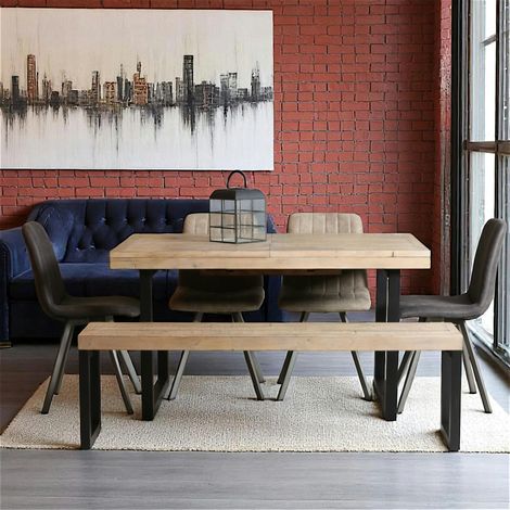 Table de salle à manger extensible en bois recyclé 140-180 cm AUCKLAND (1/5)