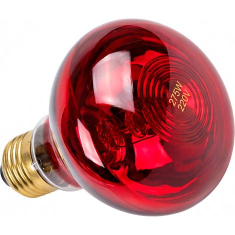 Ampoule Infrarouge 275W Chauffante, Culot E27, Rouge Rubis, 220-240V (1/5)