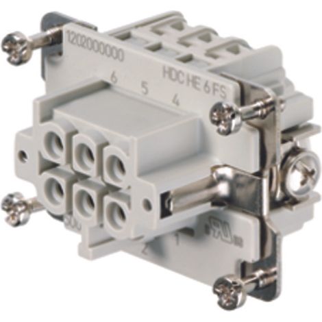 Embout de connecteur Weidmuller série HE, 6 contacts , 24A, Femelle ( Prix pour 1 )