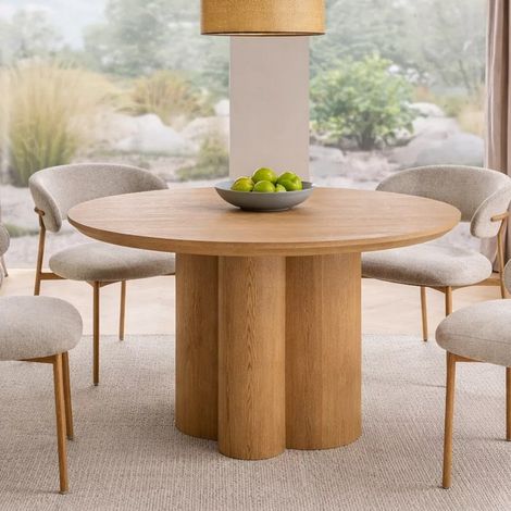 Table ronde 120 cm style japandi placage chêne Roby (1/5)