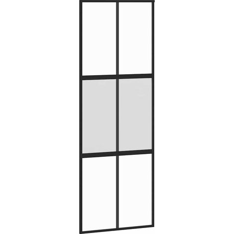 Maison Exclusive - Schiebetür Schwarz 76x205 cm Hartglas und Alum