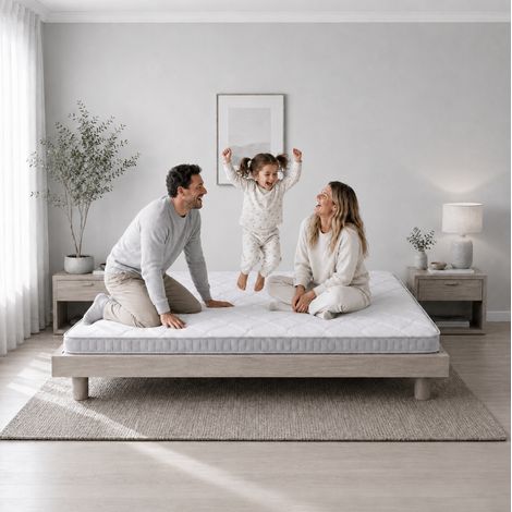Matelas à ressorts ensachés 140x190x10 cm en mousse blanc, gain de place pour canapé-lit FloraGrace (1/5)