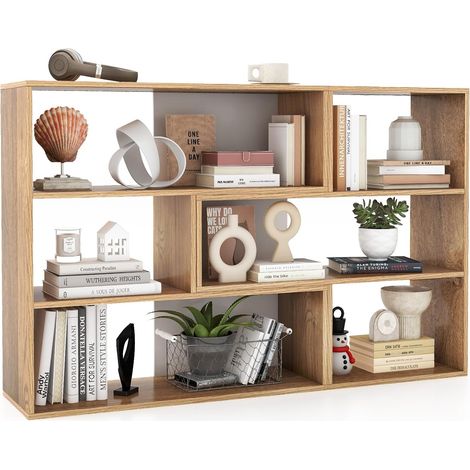 COSTWAY Bücherregal, Standregal mit 3 Ebenen, freie Kombination, Eckregal, Raumteiler Regal mit Kippschutz, Aufbewahrungsregal für Wohnzimmer, Schlafzimmer, Arbeitszimmer, Natur (Kombination) (1/5)