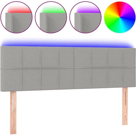 Maison Exclusive - Cabecero con LED de tela gris claro 144x5x78/8 (1/5)