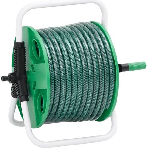 Filiyano-Enrouleur de tuyau avec raccord pour tuyau 0,5" 30 m PVC (1/5)