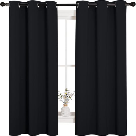 Juego de 2 cortinas opacas sencillas, aislantes del calor y perforadas para ventanas de dormitorio (ancho 132 cm y largo 160 cm).