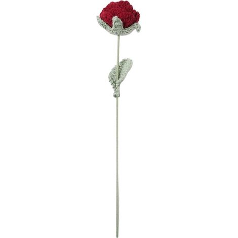 Rose artificielle, décoration tricotée à la main, fleur au crochet terminée (1/4)