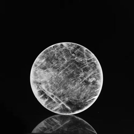 Selenite - Plaque Rond En Pierre Naturelle - Décoration Intérieure - Pour Bureau Ou Étagère - 1 Pièce (1/5)
