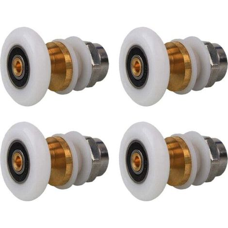 Roulettes Porte de Douche 20mm, Roulette Porte Coulissante Douche en Laiton 4 Pièces pour Rouleau pour Remplacement de Douche Coulissante Verre Porte Coureurs Rouleaux (20MM) (1/4)