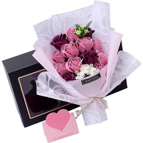 Bouquet de roses en savon, décoration compatible, 1 ensemble de fleurs artificielles romantiques, cadeau (1/5)