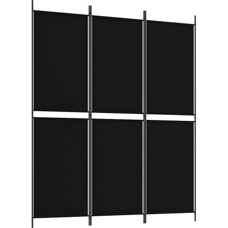 vidaXL Biombo divisor de 3 paneles de tela negro 150x180 cm (1/2)