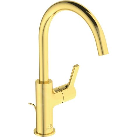 Robinet de lavabo IS JOY, avec bec mobile, avec vidage, longueur du bec 169 mm, or brossé (1/4)