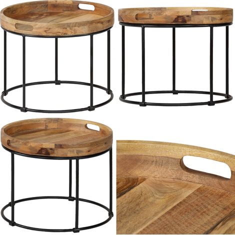 Table basse Bois de manguier massif et acier 50x40 cm - Table Basse Industrielle - Table Basse Design - Table Basse Vintage - Table Basse Bois Massif - Table Basse Manguier - Home & Living (1/5)