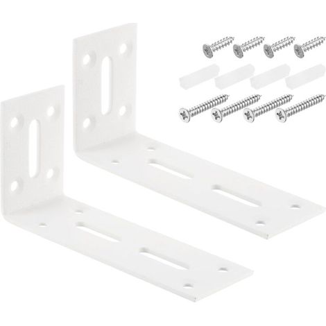 White corner brackets, 2 pieces, 122.8 x 40 x 60mm, stainless steel, 90° adjustable angle for furniture (1/5)