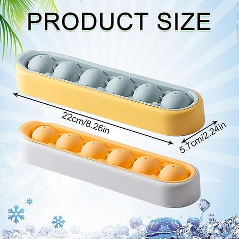 Grand bac à glaçons, lot de 2 bacs à glaçons en silicone avec couvercles, bacs à glaçons carrés à 6 compartiments, faciles à démouler et peu encombrants (1/3)