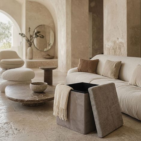 Coffre Pouf Pliable - HOME DECO FACTORY - Emilia - Pratique - Marron (1/5)