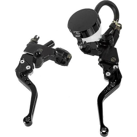 Ensemble maître-cylindre hydraulique en aluminium usiné CNC, réservoir, levier de frein, câble et poignée d'embrayage pour motos de 250 à 500 cm³ - Noir (1/5)