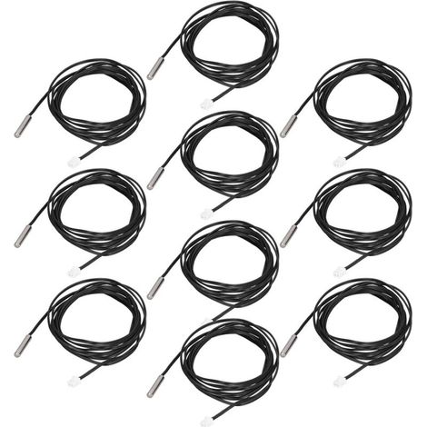 10 Pièces Cable Capteur de Température Numérique -20℃ à 105℃ NTC Sonde de Température Thermistances Capteur Tête, 2 M(10K B3950) (1/5)