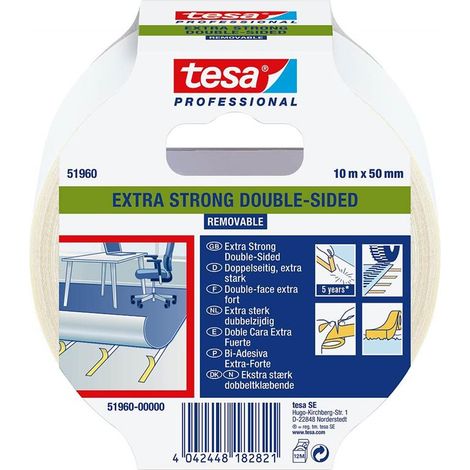 TESA 51960 DOBLE CARA EXTRAFUERTE - REMOVIBLE 10M X 50MM - TESA TAPE