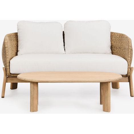 Set da giardino Leilan con divano a 2 posti e tavolino in legno di acacia e rattan SKLUM (1/5)