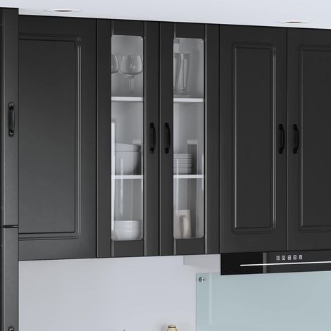 vidaXL Cabinet en verre mural LUCCA Noir 60 x 31 x 100 cm (1/5)
