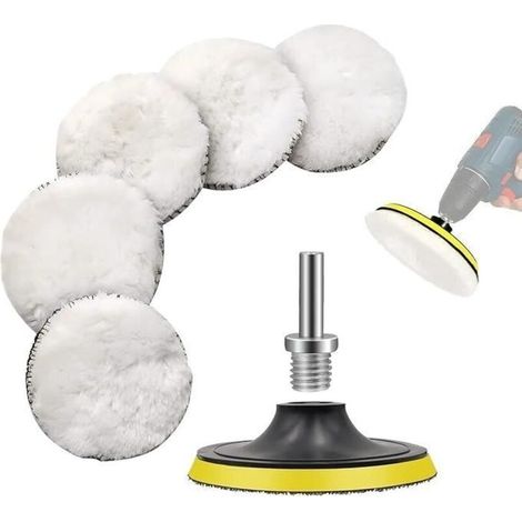 5-Piece 80mm Wool Polishing Pad Set, Sponge Disc, Drill Kit for Car Polishing (1/4)