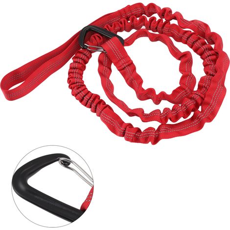 Corde de traction pour vélo - Barre de traction vélo extensible de 1,7m à 3m en nylon et alliage, design portatif pour entraînement et vélo de montagne, inclut housse et attache, rouge. (1/5)