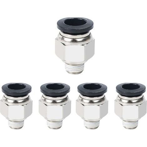 Lot de 5 raccords pneumatiques, connecteurs de tuyau d'air rapide mâle droit, outils d'adaptation pneumatique, filetage R 1/8, diamètre 6 mm (1/2)