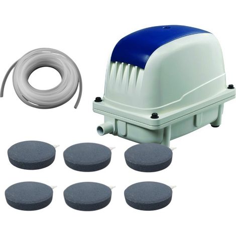Set Aérateur Bassin Pompe à air 6000 l/h 6 diffuseurs 8 cm de diamètre SILENCIEUX. Pour 8000 - 10000 litres environ (1/5)