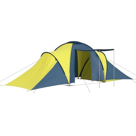 Tente de camping Tonnelle Barnum de Jardin, Tente de jardin, 6 personnes Bleu et jaune OIB1882E (1/4)
