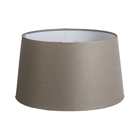Qazqa – Abat-jour rond en lin taupe Ø 350 mm – Conique avec hauteur 18 cm – Système de bras ajustables – Pour lampes E27