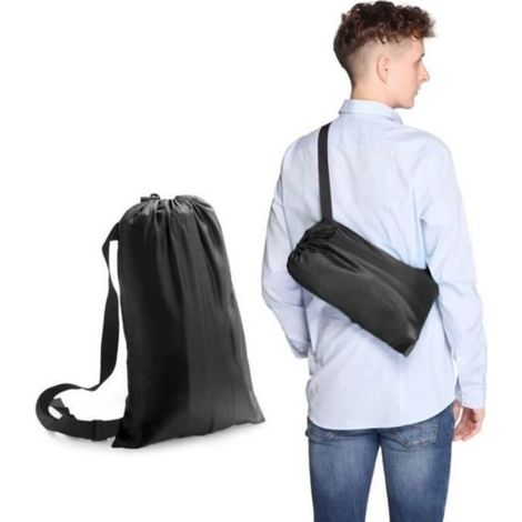 Canapé gonflable portable - Gonflage auto sans pompe Imperméable polyester - Camping et extérieur - Noir 190x70 cm (1/4)