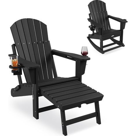 GARVEE - Fauteuil Adirondack Bascule 4-en-1 avec Repose-pieds Escamotable, Portable et Robuste pour Jardin (1/5)