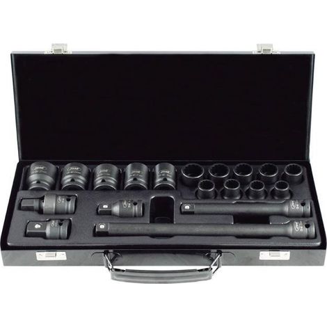 SET DE 19 PIEZAS DE IMPACTO DE 1/2" CON 14 VASOS DE 12 CANTOS + ADAPTADORES JBM (1/2)