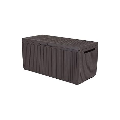 Cassapanca da Giardino Springwood 305 Litri in Resina Effetto Legno Colore Brown Lucchettabile e Utilizzabile come Seduta Keter (1/5)