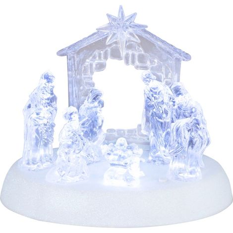 Dekoration MagicHome Weihnachten, Krippe, 7x LED, 3xAAA, Acryl, 19,5x14x17,5 cm (1/3)
